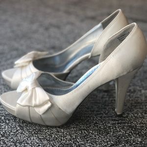 Satin Peep Toe Pumps